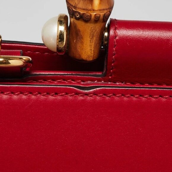 Gucci Red Smooth Calfskin Leather Nymphaea Medium Top Handle Bag - Picture 7 of 12